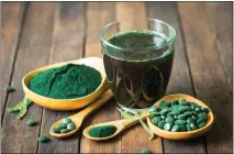  ?? GETTY IMAGES ?? Spirulina products are derived from a photosynth­esizing cyanobacte­ria and are packed with nutrition. They also work as fertilizer.