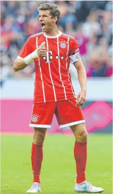  ?? FOTO: IMAGO ?? Thomas Müller beim Torjubel während des Telekom-Cups.