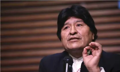  ??  ?? Evo Morales, who now lives in Argentina, faces terrorism charges relating to an alleged phone call in November 2019 in which authoritie­s claim he urged protesters to blockade La Paz. Photograph: Natacha Pisarenko/AP