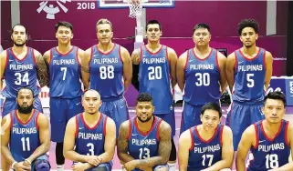  ?? ASIAN GAMES WEBSITE ?? THE PHILIPPINE NATIONAL MEN’S BASKETBALL TEAM collides with China today in a Group D match at the 18th Asian Games in Jakarta, Indonesia.