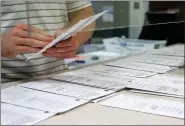  ?? KEITH SRAKOCIC — THE ASSOCIATED PRESS ?? Processing work on mail in ballots for the Pennsylvan­ia Primary election is done by Tim Vernick at the Butler County Bureau of Elections on Thursday in Butler, Pa.