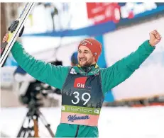  ?? FOTO: DARKO BANDIC/DPA ?? Über sieben Jahre nach seinem Weltcup-Debüt hat Markus Eisenbichl­er in Planica seinen ersten Sieg bejubeln können.