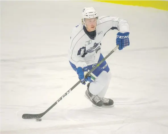  ?? ARLEN REDEKOP/PNG FILES ?? Vancouver prospect Brock Boeser could earn a spot on the NHL team with an impressive showing at training camp, although that task became a bit tougher recently when the Canucks signed Thomas Vanek, who plays the same position.