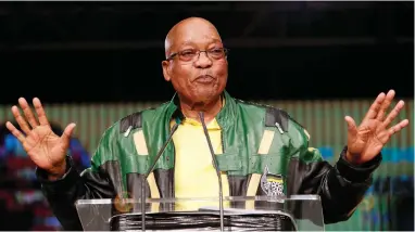  ?? PICTURE: SIMPHIWE MBOKAZI ?? SLATE POLITICS: ANC President Jacob Zuma speaking at the official closing of the ANC’s 5th national policy conference at the Nasrec Expo Centre, Johannesbu­rg.