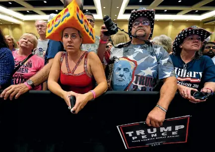  ??  ?? Donald Trump supporters may be asked to continue the struggle if their man loses the election next month.