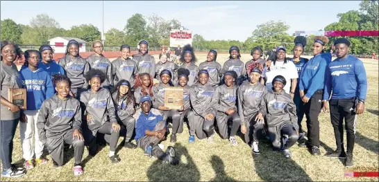  ?? Submitted Photo ?? The Forrest City Mustangs and Lady Mustangs won both sides of the nine-team Class 4A Region 3 conference track and field championsh­ips held recently at Pocahontas. The Lady Mustangs secured the title by claiming 34 top 10 finishes. The Class 4A State Meet will be held on April 30 at Pocahontas. The Meet of Champs is scheduled for May 8 at Lake Hamilton in Hot Springs.