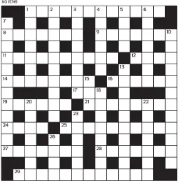  ?? PRIZES of £20 will be awarded to the senders of the first three correct solutions checked. Solutions to: Daily Mail Prize Crossword No. 15,749, PO BOX 3451, Norwich, NR7 7NR. Entries may be submitted by second-class post. Envelopes must be postmarked no l ??