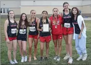  ?? ?? Junior Blackhawk girls cross country runners who earned individual medals were Brenna Walker, first; Bailey Walker, second; Kennedy Fox, third; Harley Ingram, eighth; Zoey Hinojosa, 12th; Zoey Timmons, 13th; and, not pictured, Isabelle Etzkron, seventh, and Hailey Westlin, 11th.