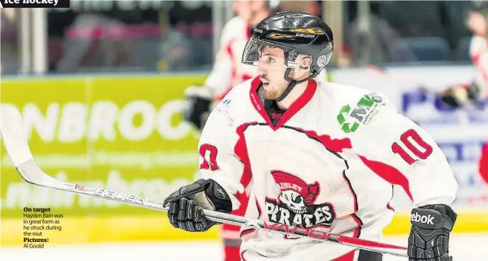  ??  ?? On target Hayden Bain was in great form as he struck during the rout Pictures: Al Goold