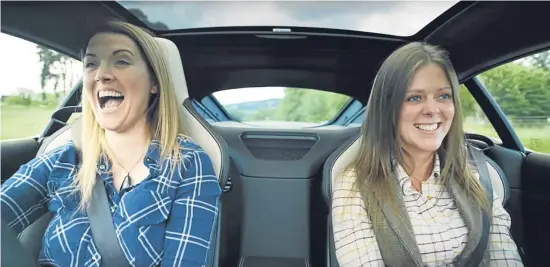  ??  ?? Laura McHardy and Rebecca Deboys test-driving Jaguar’s new F-Type model.