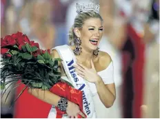  ?? THE ASSOCIATED PRESS FILES ?? Mallory Hytes Hagan reacts as she is crowned Miss America 2013 in Las Vegas.