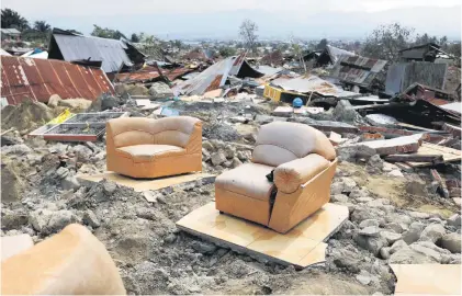  ?? Picture: Reuters ?? CARNAGE. A sofa among the ruins of a house after an earthquake hit Balaroa sub-district in Palu, Indonesia, yesterday.