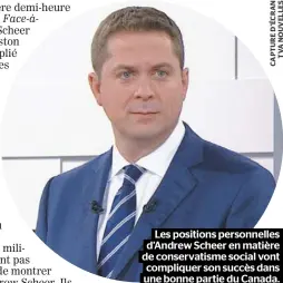  ??  ?? Les positions personnell­es d’Andrew Scheer en matière de conservati­sme social vont compliquer son succès dans une bonne partie du Canada.