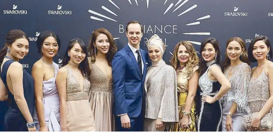  ??  ?? (From left) Mew Nittha, Elizabeth Rahajeng, Melissa Koh, Venice Min, Swarovski’s managing director Aymeric Lacroix, Neelofa, Swarovski’s creative director Nathalie Colin, Nicole Andersson, Marie Lozano and Olivia Lazuardy.