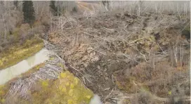  ?? THE CANADIAN PRESS/ B.C. MINISTRY OF FORESTS AND LANDS/ MARTEN GEERTSEMA ?? This slow-moving landslide forced the evacuation of Old Fort back in September 2018.