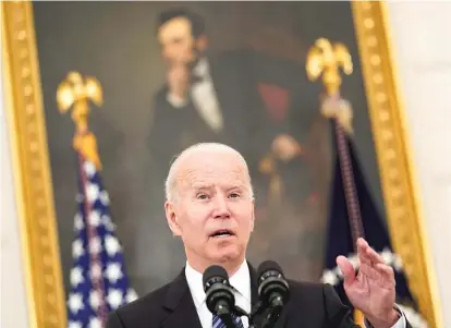  ?? SUSAN WALSH/AP ?? President Joe Biden discusses his crime prevention strategy at the White House on Wednesday.