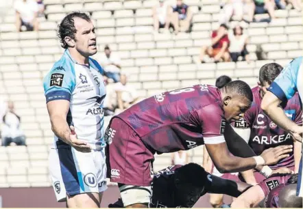  ??  ?? Photo Justine Hamon Bismarck Du Plessis n’a pas fait le meilleur match de sa carrière, samedi. Montpellie­r non plus et Bordeaux encore moins. La rencontre fut d’un niveau très pauvre. Pour la première fois de la saison, un match de Top 14 n’a pas produit d’essai.