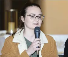  ??  ?? St Mary’s College student Emma Jackson addressing the gathering. Donal Hackett