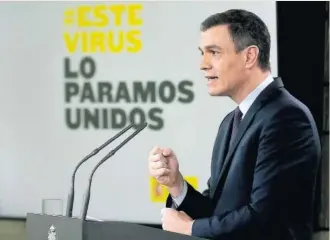  ?? EFE ?? Pedro Sánchez, ayer, durante el turno de preguntas online en su comparecen­cia en La Moncloa.