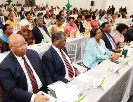  ??  ?? Parliament­arians follow proceeding­s at the pre-national budget meeting at a Bulawayo hotel yesterday