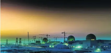  ?? Wam ?? The UAE’s first nuclear power station being built at Barakah will offer relatively cheap energy to drive desalinati­on.