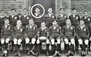  ??  ?? Star: Basil Hume in Ampleforth 1st XV, 1940