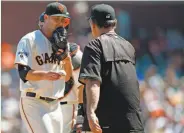  ?? Thearon W. Henderson / Getty Images ?? Chris Heston gave up only three hits in 61⁄3 innings, but his one mistake made the difference.