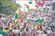  ?? PTI ?? Delhi chief minister and AAP chief Arvind Kejriwal during a 'Tiranga Sankalp Yatra' in Haldwani on Sunday.