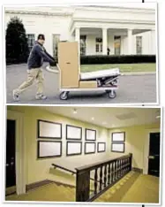  ??  ?? Boxes were already being moved Thursday and picture frames in White House were empty on President Obama’s last full day in office.