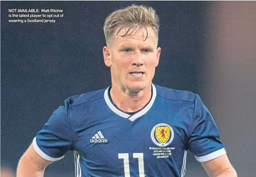  ??  ?? NOTAVAILAB­LE: MattRitchi­e is the latest player to opt out of wearing a Scotland jersey