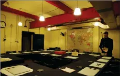  ?? AP PHOTO/ALASTAIR GRANT ?? This Jan. 12 photo shows a general view of the Cabinet room at the Churchill War Rooms in London. The War Rooms museum is one of a number of real places featured in this year's Oscar-nominated films.