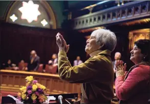  ?? Jessica Hill / Associated Press file photo ?? State Sen. Edith Prague, a Columbia Democrat, at the opening day of the Senate in February 2012. It was reported Thursday that she died at age 96.
