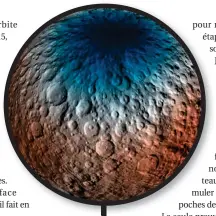  ??  ?? Le déficit de neutrons (en bleu) suggère la présence de glace aux hautes latitudes.