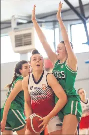  ?? (Photo: INPHO/Evan Treacy) ?? LEFT - Rachel Lynch (front) pictured playing for Brunell this season in the Brunell v Limerick Celtics game.