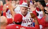  ?? Ashley Landis / Associated Press ?? Three-time AL MVP Mike Trout is slated to be this week’s mic’d up player when the Angels host the Mets Sunday night.