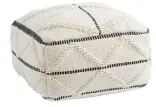  ??  ?? Cushions and throws aren’t the only way to incorporat­e texture. This pouffe from Zara, £119.99, has a subtle raised design accentuate­d by bold embroidere­d detailing