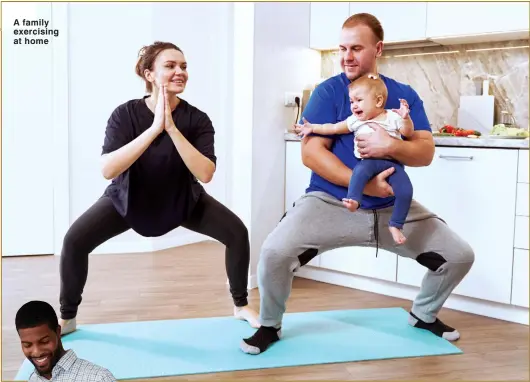  ?? ?? A family exercising at home