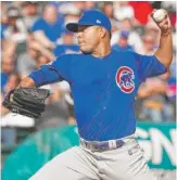  ?? KAMIL KRZACZYNSK­I/AP ?? A good-luck text from Jose Abreu didn’t help Cubs lefty Jose Quintana, who took the loss Friday, giving up nine hits and five earned runs.