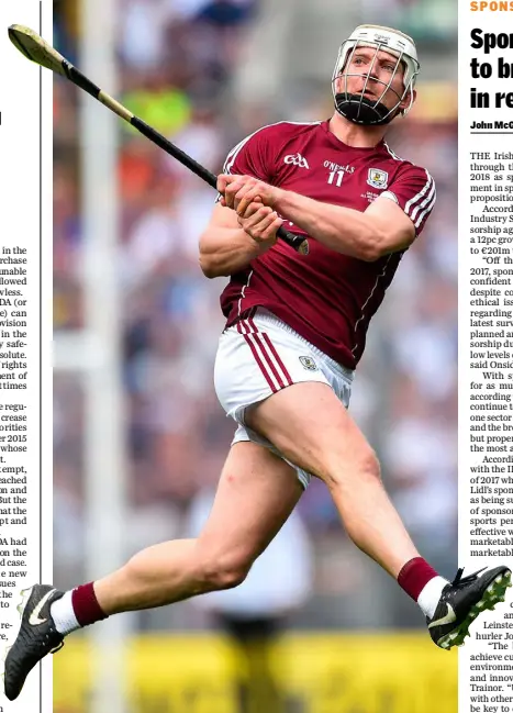  ??  ?? Galway hurler Joe Canning is one of the rising stars of the Irish Sponsorshi­p Industry Survey