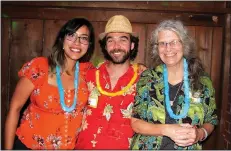  ?? NWA Democrat-Gazette/CARIN SCHOPPMEYE­R ?? Stephanie and Robin Lenogue (from left) and Melody DeVere enjoy the Walton Arts Center volunteer appreciati­on luau July 10 at George’s Majestic Lounge in Fayettevil­le.