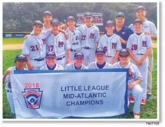  ?? TWITTER ?? Staten Island’s Mid-Island team rode a perfect game Sunday to a win over Berlin, Md., that earned them a place in the Little League World Series in Williamspo­rt, Pa.