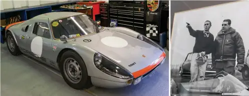  ??  ?? Charles Ivey look after a few race cars including this 904. Right: John Cooper memorabili­a and artefacts have been donated. This is Steve Mcqueen as a budding racing driver with the great man