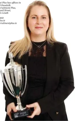  ??  ?? Olivia Rogers (a proud native of Navan) has won Irish Recruitmen­t Consultant of the Year 2017/2018 (Temporary Division).