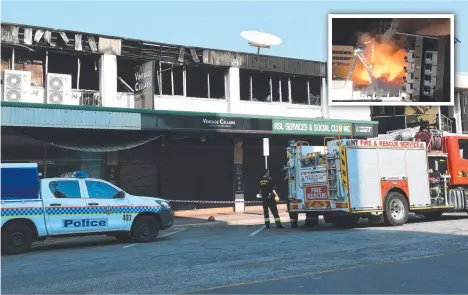 ?? Picture: KATRINA BRIDGEFORD ?? The future of Darwin RSL on Cavenagh Street remains in limbo after it was destroyed by fire