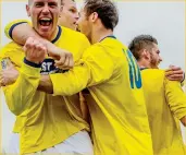  ??  ?? CHAMPIONS: Cleethorpe­s Town celebrate a goal, left, while Alvechurch reigned supreme in the Midland League