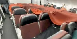  ?? ?? Airline crews have been forced to sleep in makeshift beds during internatio­nal flights.