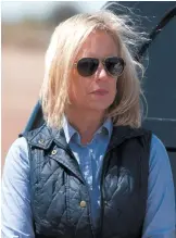  ??  ?? Kirstjen Nielsen at a tour of the border wall, shortly before Trump dismissed her as secretary of homeland security, Calexico, California, April 2019