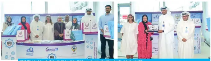  ??  ?? KUWAIT: Officials from Zain and the Ministry of Health’s Annual National Hajj Awareness Campaign at Kuwait Internatio­nal Airport’s fourth terminal (T4).