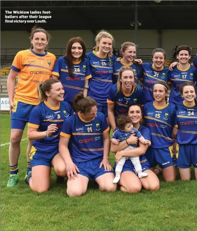  ??  ?? The Wicklow ladies footballer­s after their league final victory over Louth.