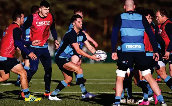  ??  ?? Jump to it: Scotland’s players train ahead of Saturday’s Test match against Wales, which will be played for the Doddie Weir Cup